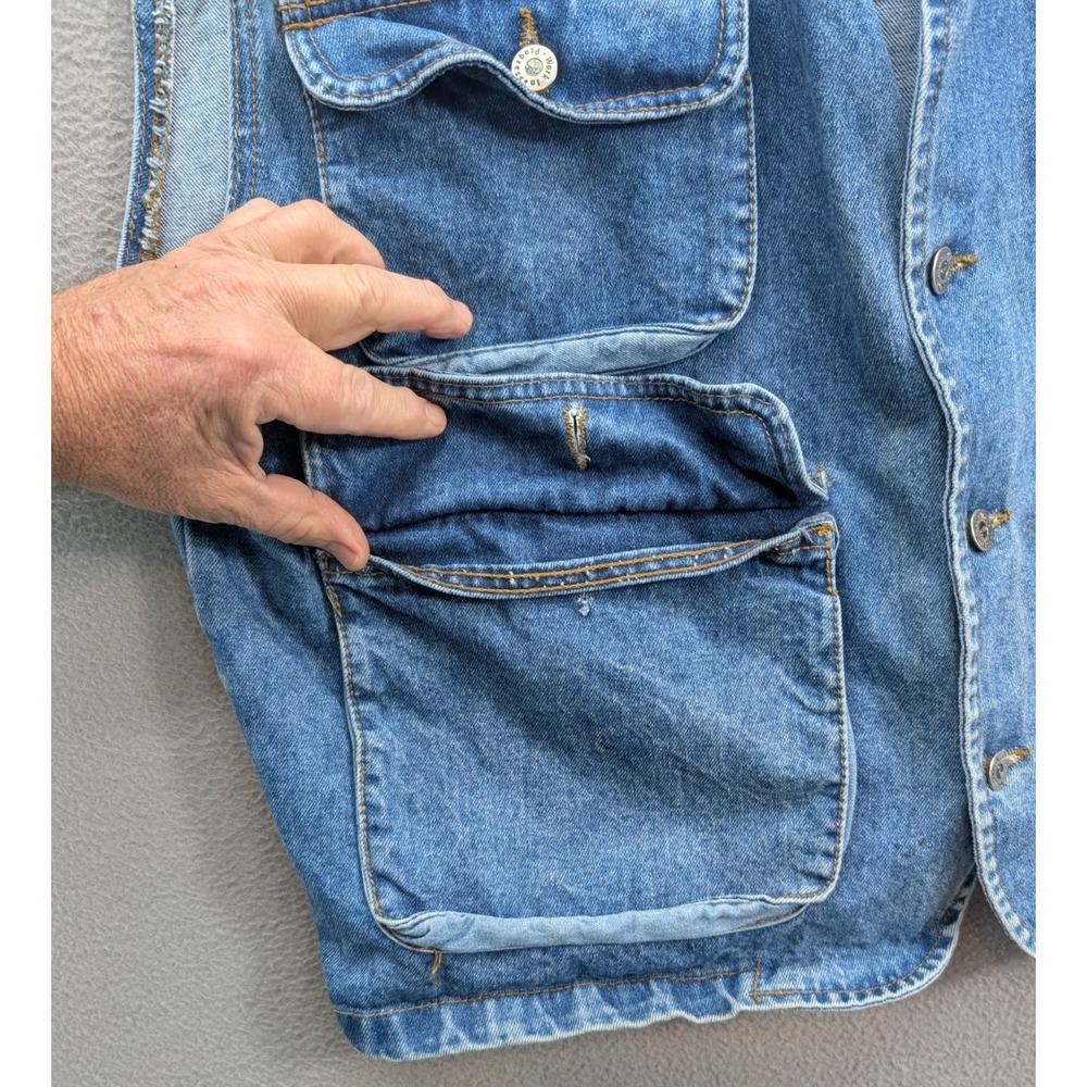 WIP Work in Progress Denim Vest Men's Size XL Barn Western Pockets 90s USA Made - Picture 5 of 11